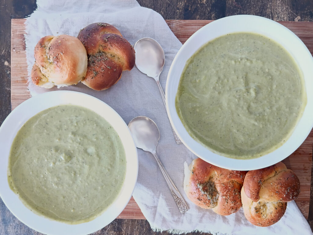 Two bowls of pea soup