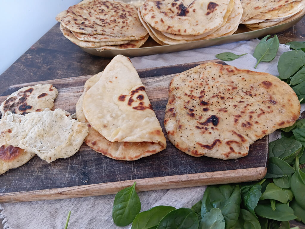 flatbread torn and folded