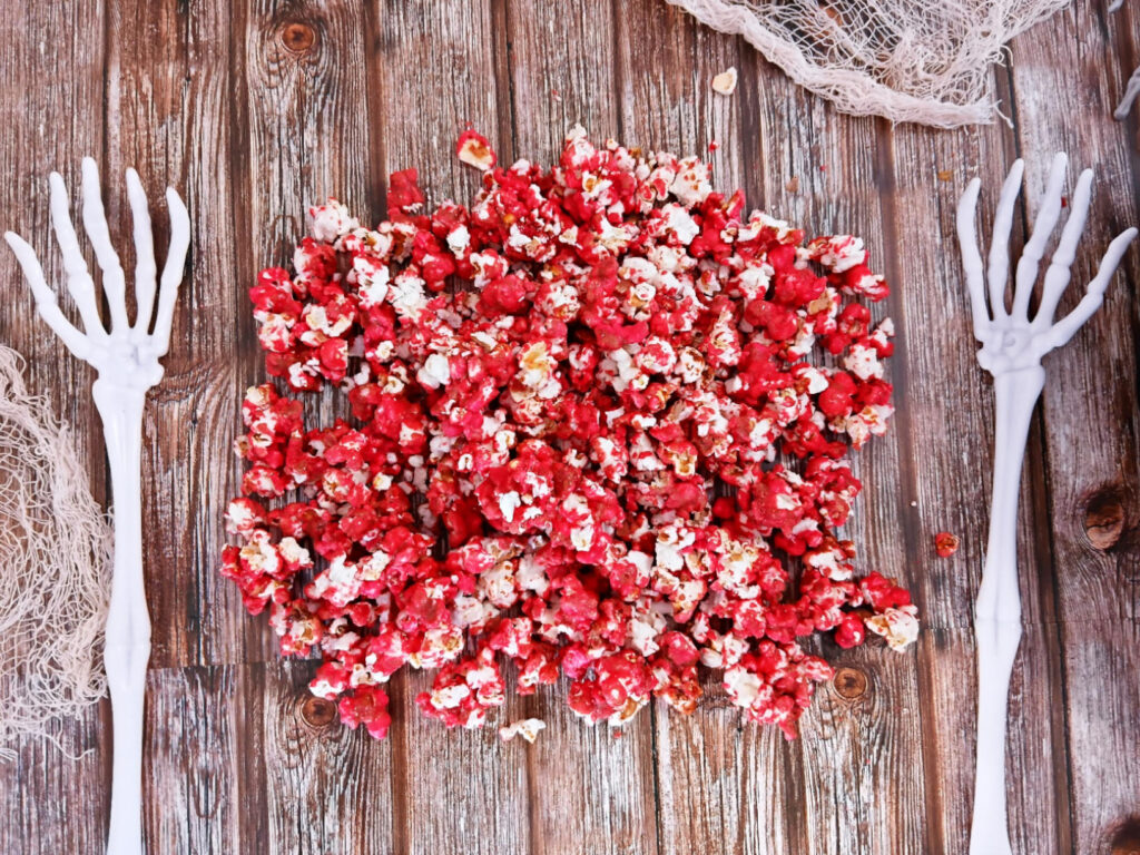 Bloody popcorn candy red coated
