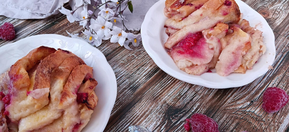 Raspberry Bread and Butter Pudding