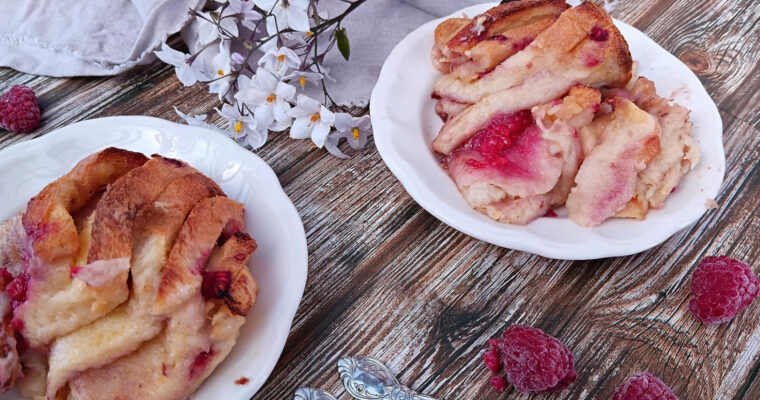 Raspberry Bread and Butter Pudding